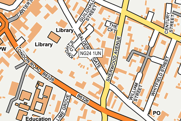 NG24 1UN map - OS OpenMap – Local (Ordnance Survey)