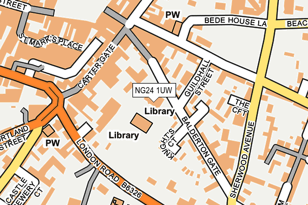 NG24 1UW map - OS OpenMap – Local (Ordnance Survey)