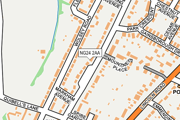 NG24 2AA map - OS OpenMap – Local (Ordnance Survey)