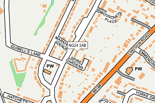 NG24 2AB map - OS OpenMap – Local (Ordnance Survey)