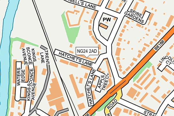 NG24 2AD map - OS OpenMap – Local (Ordnance Survey)