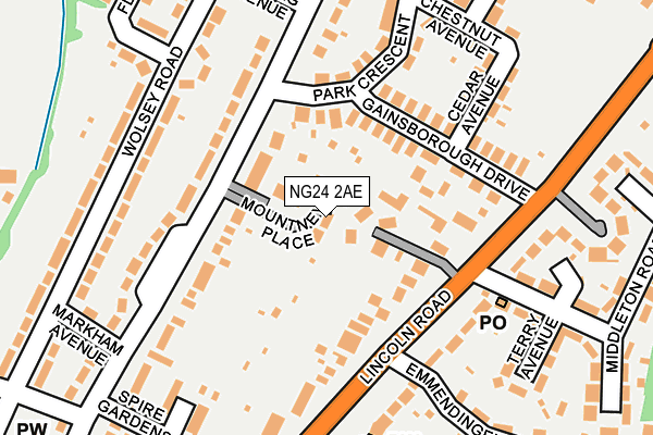 NG24 2AE map - OS OpenMap – Local (Ordnance Survey)