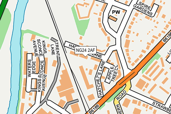 NG24 2AF map - OS OpenMap – Local (Ordnance Survey)