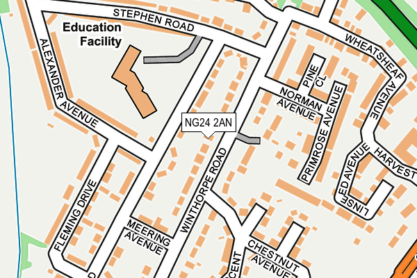 NG24 2AN map - OS OpenMap – Local (Ordnance Survey)
