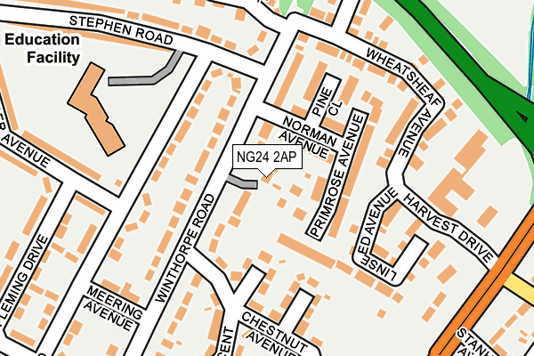 NG24 2AP map - OS OpenMap – Local (Ordnance Survey)