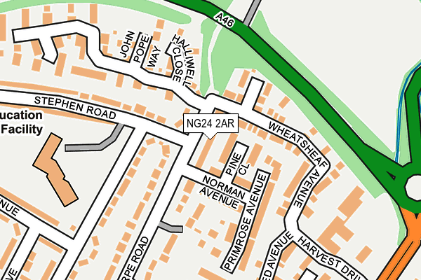 NG24 2AR map - OS OpenMap – Local (Ordnance Survey)