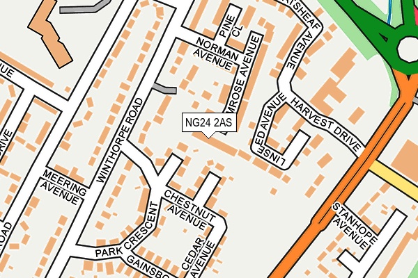 NG24 2AS map - OS OpenMap – Local (Ordnance Survey)