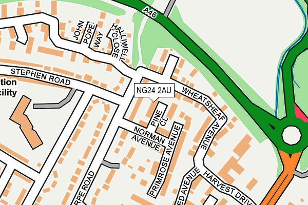 NG24 2AU map - OS OpenMap – Local (Ordnance Survey)