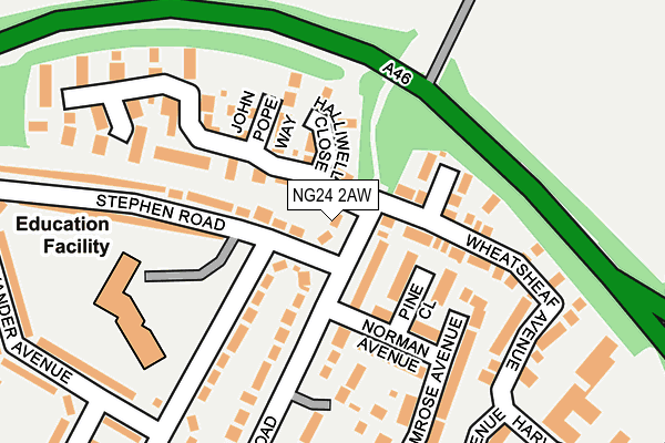 NG24 2AW map - OS OpenMap – Local (Ordnance Survey)