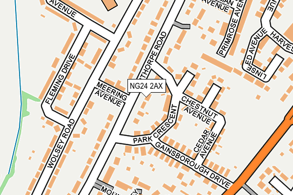 NG24 2AX map - OS OpenMap – Local (Ordnance Survey)