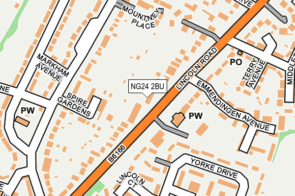 NG24 2BU map - OS OpenMap – Local (Ordnance Survey)