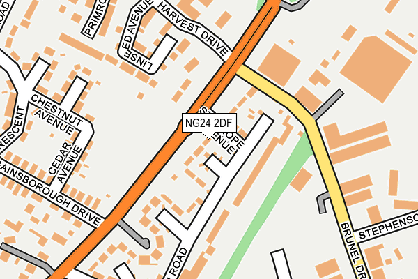 NG24 2DF map - OS OpenMap – Local (Ordnance Survey)