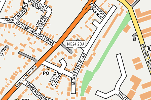 NG24 2DJ map - OS OpenMap – Local (Ordnance Survey)