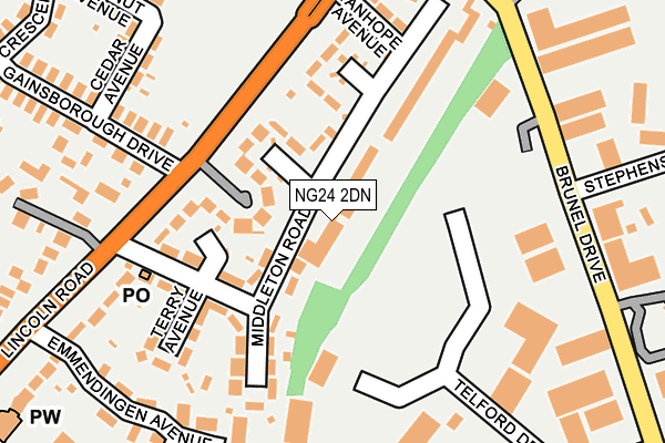 NG24 2DN map - OS OpenMap – Local (Ordnance Survey)