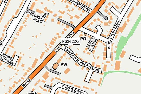 NG24 2DQ map - OS OpenMap – Local (Ordnance Survey)