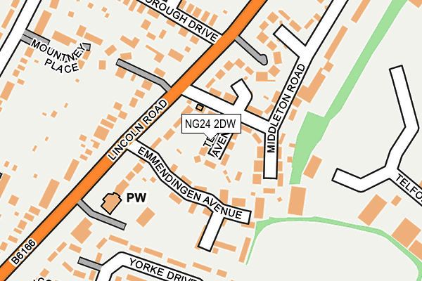 NG24 2DW map - OS OpenMap – Local (Ordnance Survey)