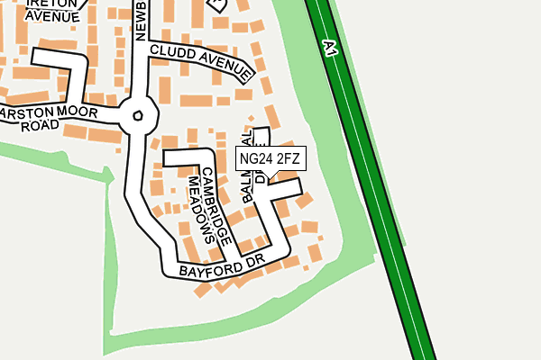 NG24 2FZ map - OS OpenMap – Local (Ordnance Survey)