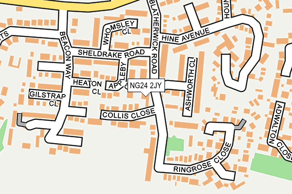 NG24 2JY map - OS OpenMap – Local (Ordnance Survey)
