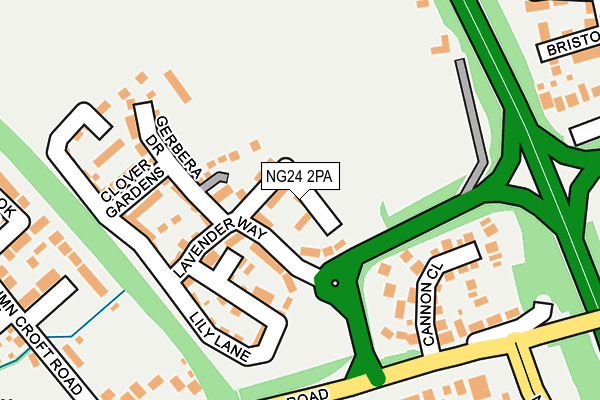 NG24 2PA map - OS OpenMap – Local (Ordnance Survey)