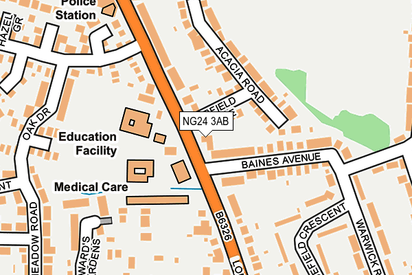 NG24 3AB map - OS OpenMap – Local (Ordnance Survey)