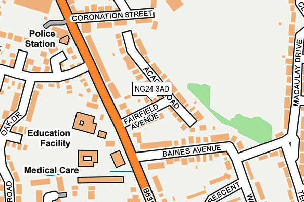 NG24 3AD map - OS OpenMap – Local (Ordnance Survey)