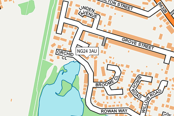 NG24 3AU map - OS OpenMap – Local (Ordnance Survey)
