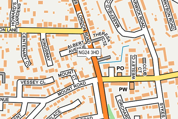 Map of PR HIRE (MANSFIELD) LIMITED at local scale