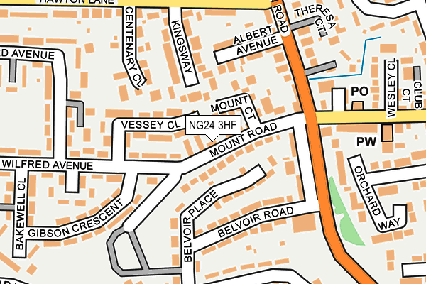 NG24 3HF map - OS OpenMap – Local (Ordnance Survey)