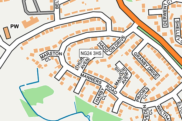 NG24 3HS map - OS OpenMap – Local (Ordnance Survey)