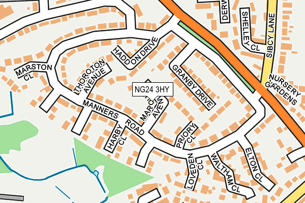 NG24 3HY map - OS OpenMap – Local (Ordnance Survey)