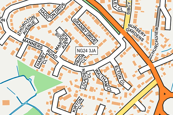 NG24 3JA map - OS OpenMap – Local (Ordnance Survey)