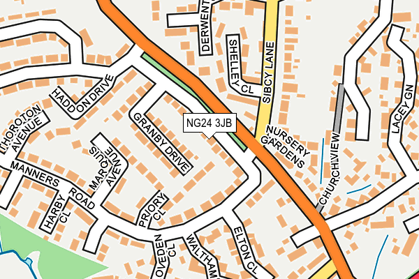 NG24 3JB map - OS OpenMap – Local (Ordnance Survey)