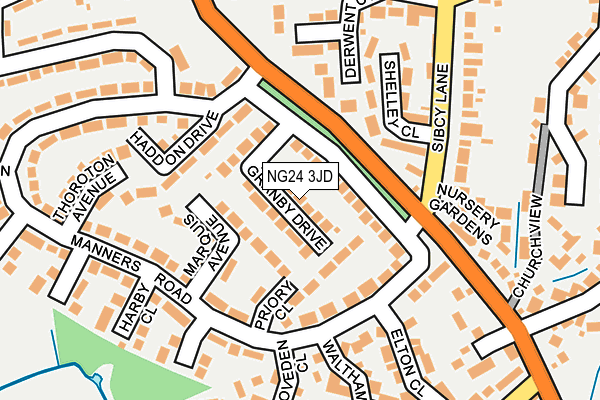 NG24 3JD map - OS OpenMap – Local (Ordnance Survey)