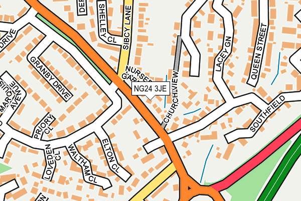 NG24 3JE map - OS OpenMap – Local (Ordnance Survey)