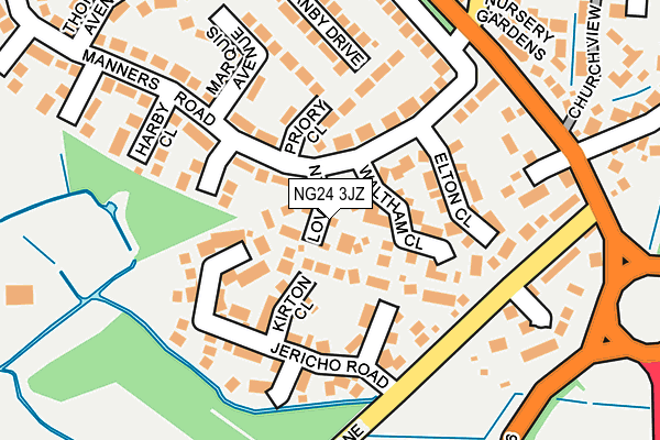 NG24 3JZ map - OS OpenMap – Local (Ordnance Survey)