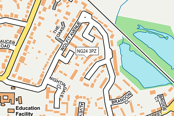 NG24 3PZ map - OS OpenMap – Local (Ordnance Survey)