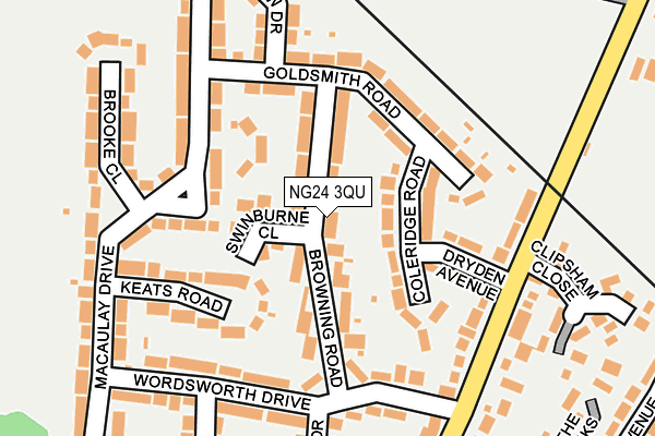 NG24 3QU map - OS OpenMap – Local (Ordnance Survey)