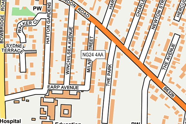 NG24 4AA map - OS OpenMap – Local (Ordnance Survey)