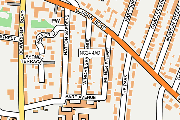 NG24 4AD map - OS OpenMap – Local (Ordnance Survey)