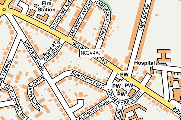 NG24 4AJ map - OS OpenMap – Local (Ordnance Survey)