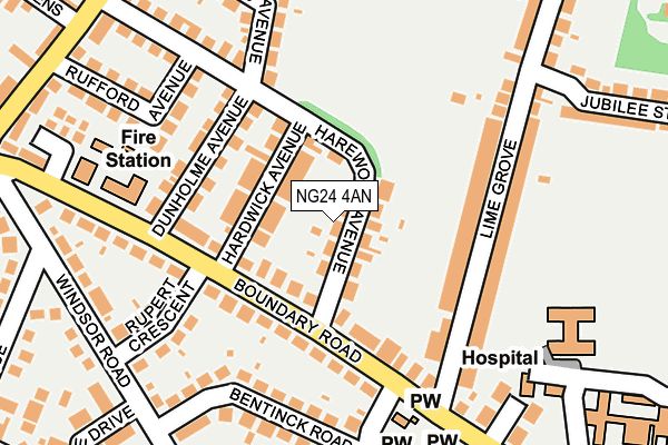NG24 4AN map - OS OpenMap – Local (Ordnance Survey)