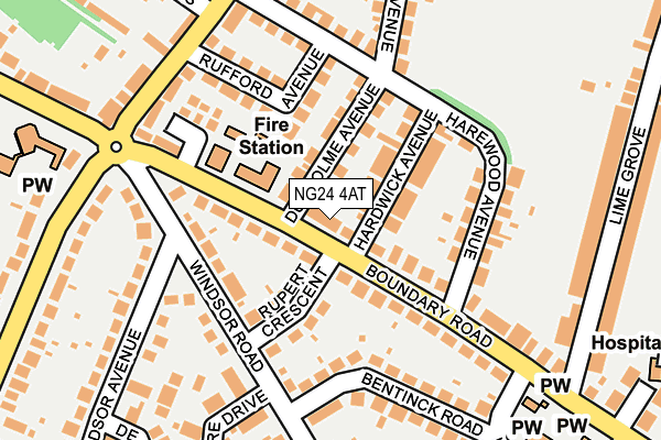 NG24 4AT map - OS OpenMap – Local (Ordnance Survey)
