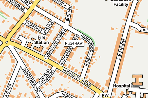 NG24 4AW map - OS OpenMap – Local (Ordnance Survey)