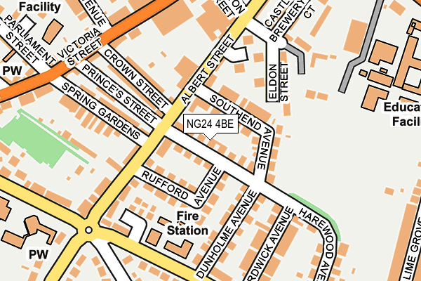 NG24 4BE map - OS OpenMap – Local (Ordnance Survey)
