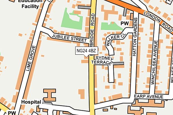 NG24 4BZ map - OS OpenMap – Local (Ordnance Survey)