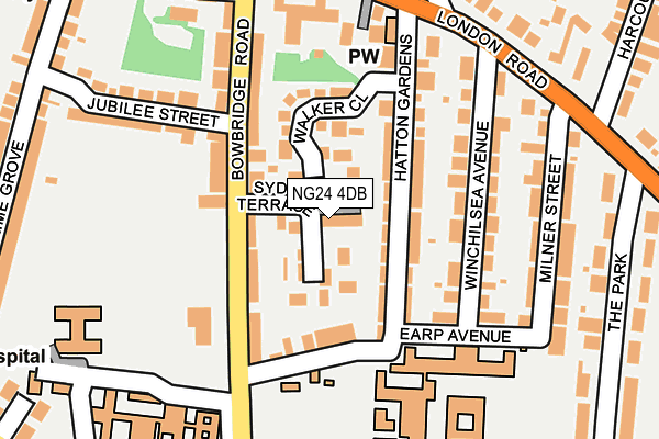 NG24 4DB map - OS OpenMap – Local (Ordnance Survey)