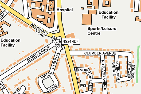 NG24 4DF map - OS OpenMap – Local (Ordnance Survey)