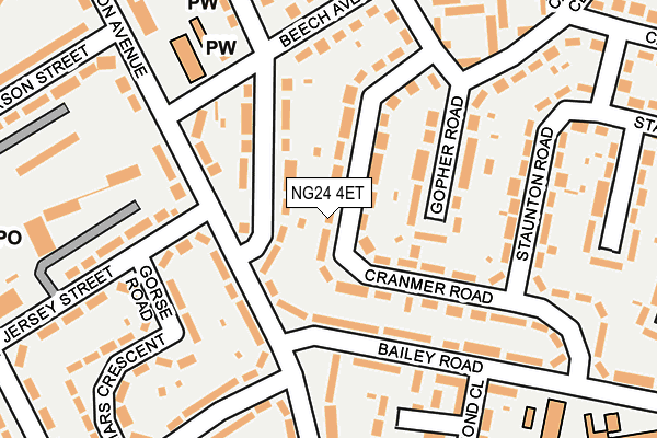 NG24 4ET map - OS OpenMap – Local (Ordnance Survey)