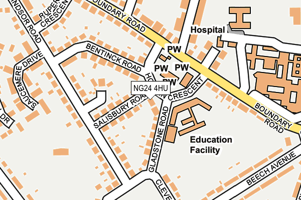 NG24 4HU map - OS OpenMap – Local (Ordnance Survey)