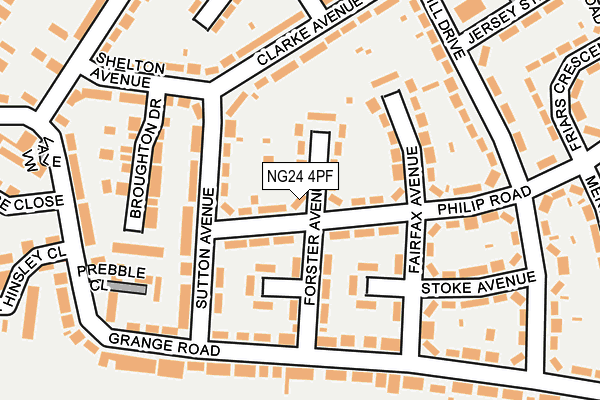 NG24 4PF map - OS OpenMap – Local (Ordnance Survey)